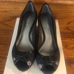 COPY - black coach wedge with logo . Brand new! 5.5